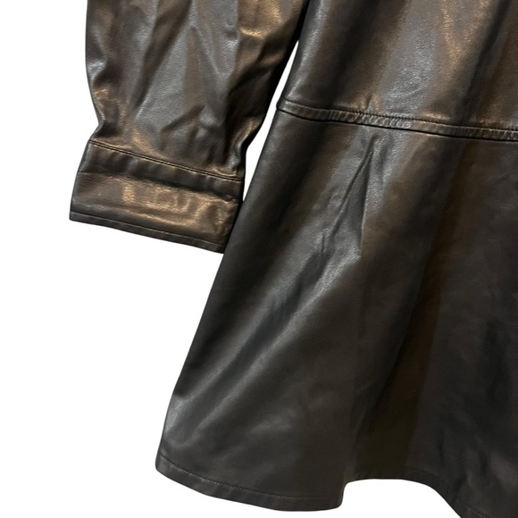 Jason Wu Collective Black Vegan Leather Button Front Long Sleeve Dress US 12 - Picture 9 of 12